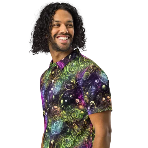 Neon Rosarium on a Men's Slim Fit Polo Shirt