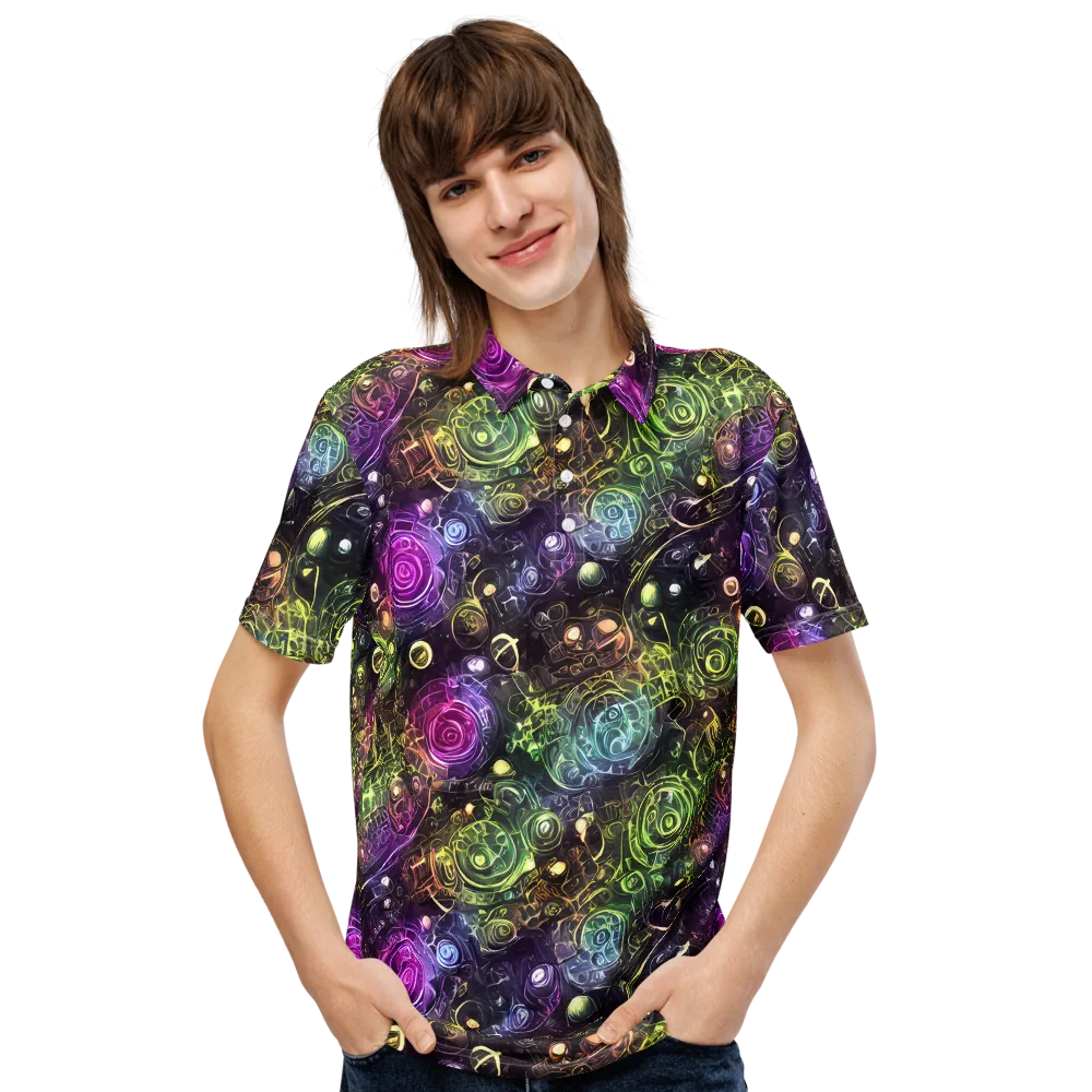 Neon Rosarium on Men's Slim Fit Polo Shirt — Front