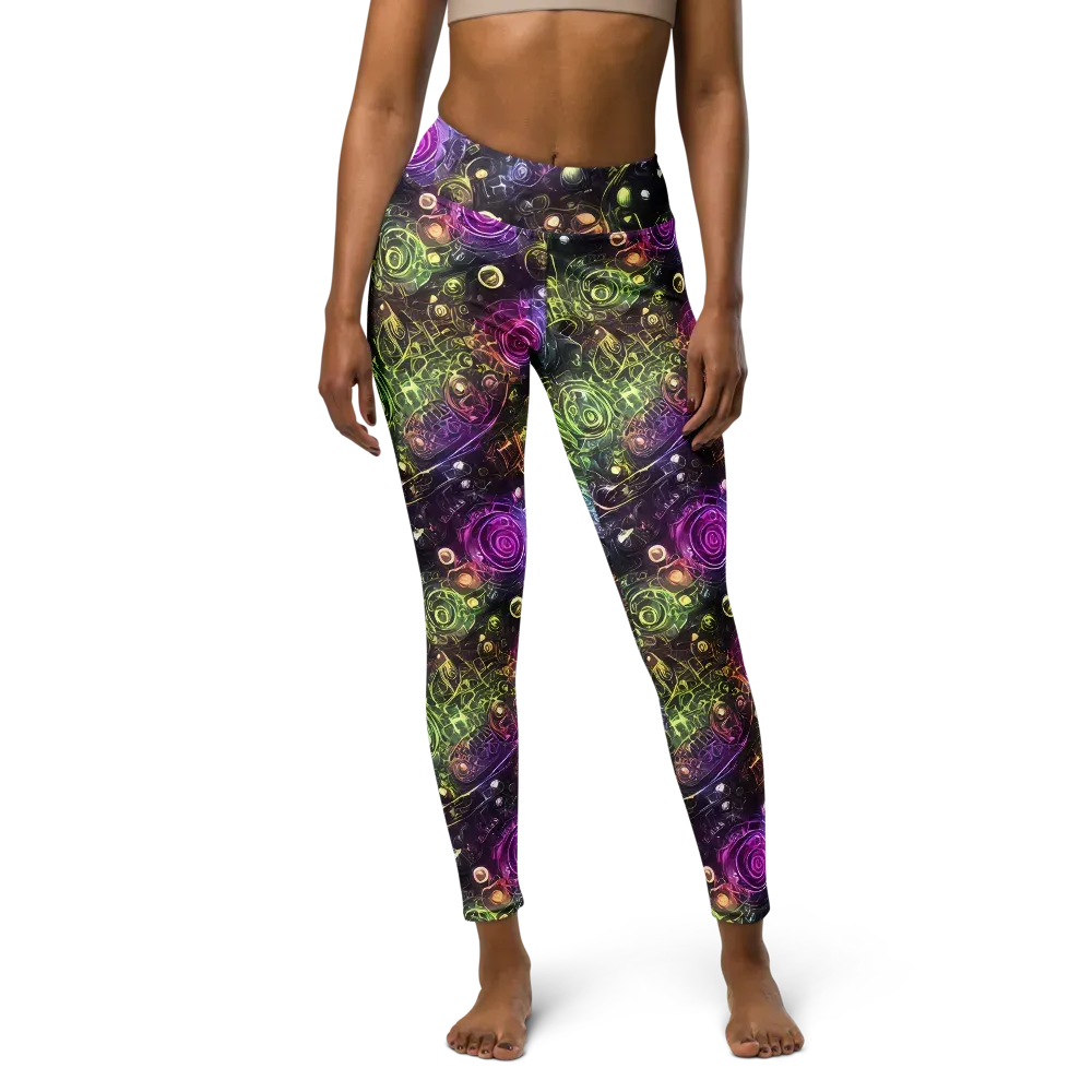 Neon Rosarium on Yoga Leggings — Front