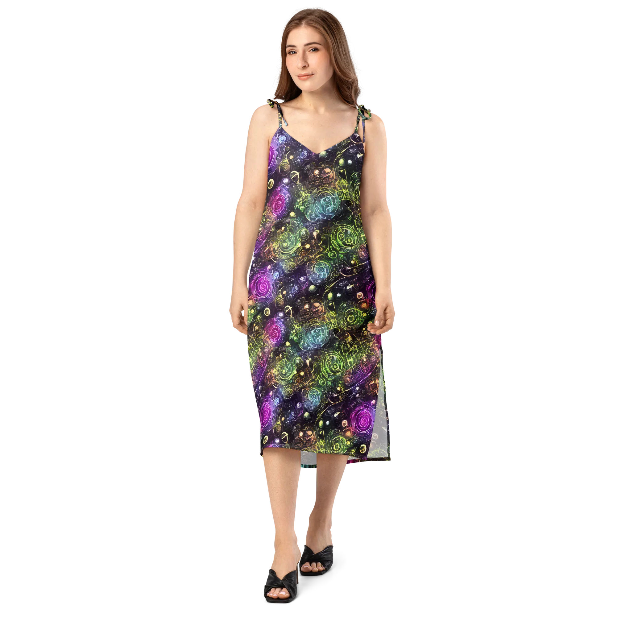 Neon Rosarium on Slip Dress — Front