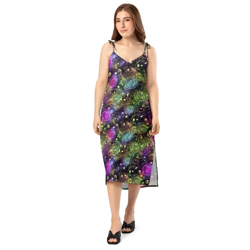 Neon Rosarium on Slip Dress — Front