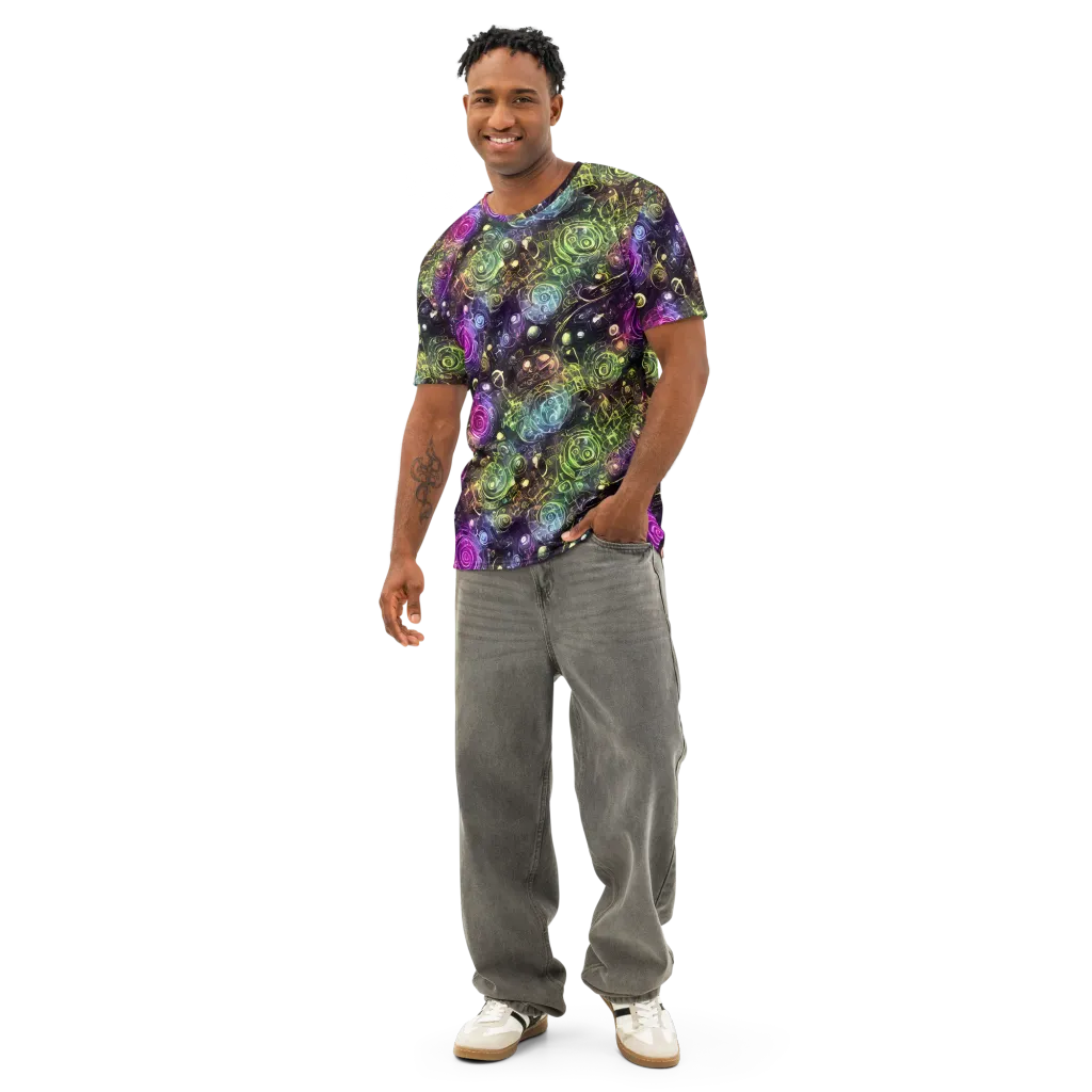 Neon Rosarium on Men's Cotton Crew Neck T-Shirt — Front