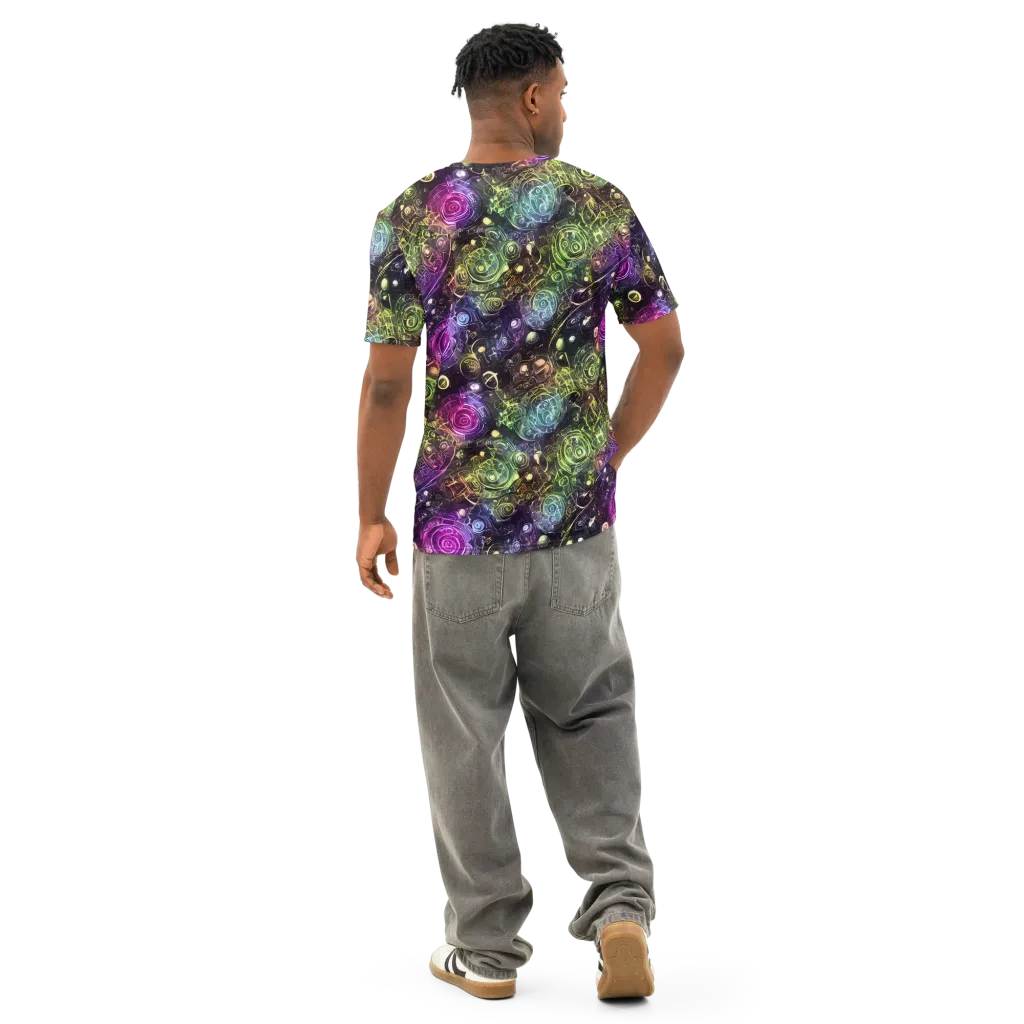 Neon Rosarium on Men's Cotton Crew Neck T-Shirt — Back