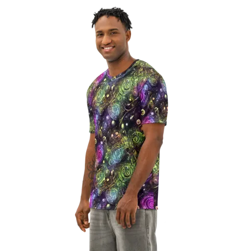 Neon Rosarium on a Men's Cotton Crew Neck T-Shirt