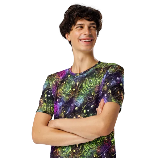 Neon Rosarium on a Men's Crew Neck T-Shirt