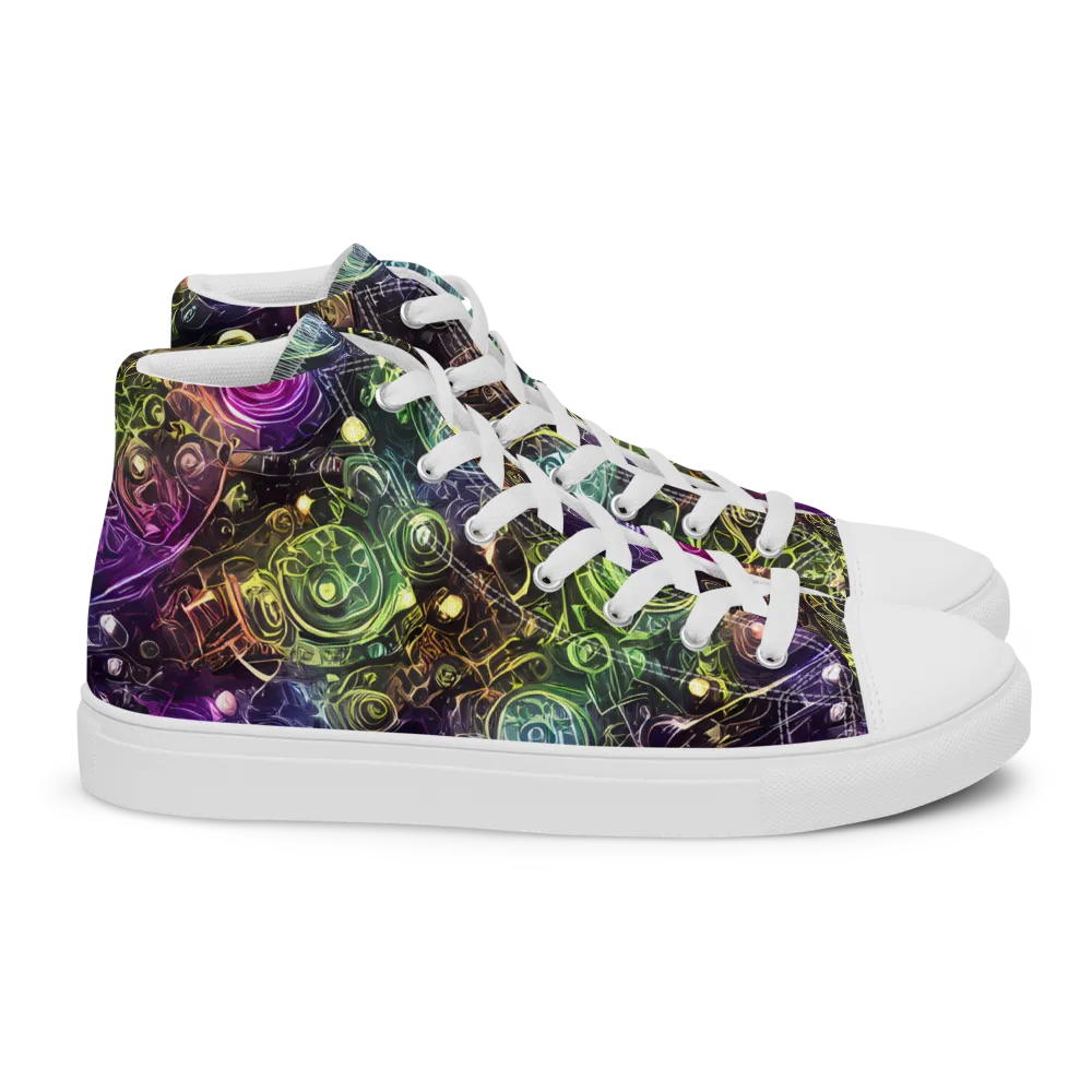Neon Rosarium on Women's High Top Canvas Shoes — Right