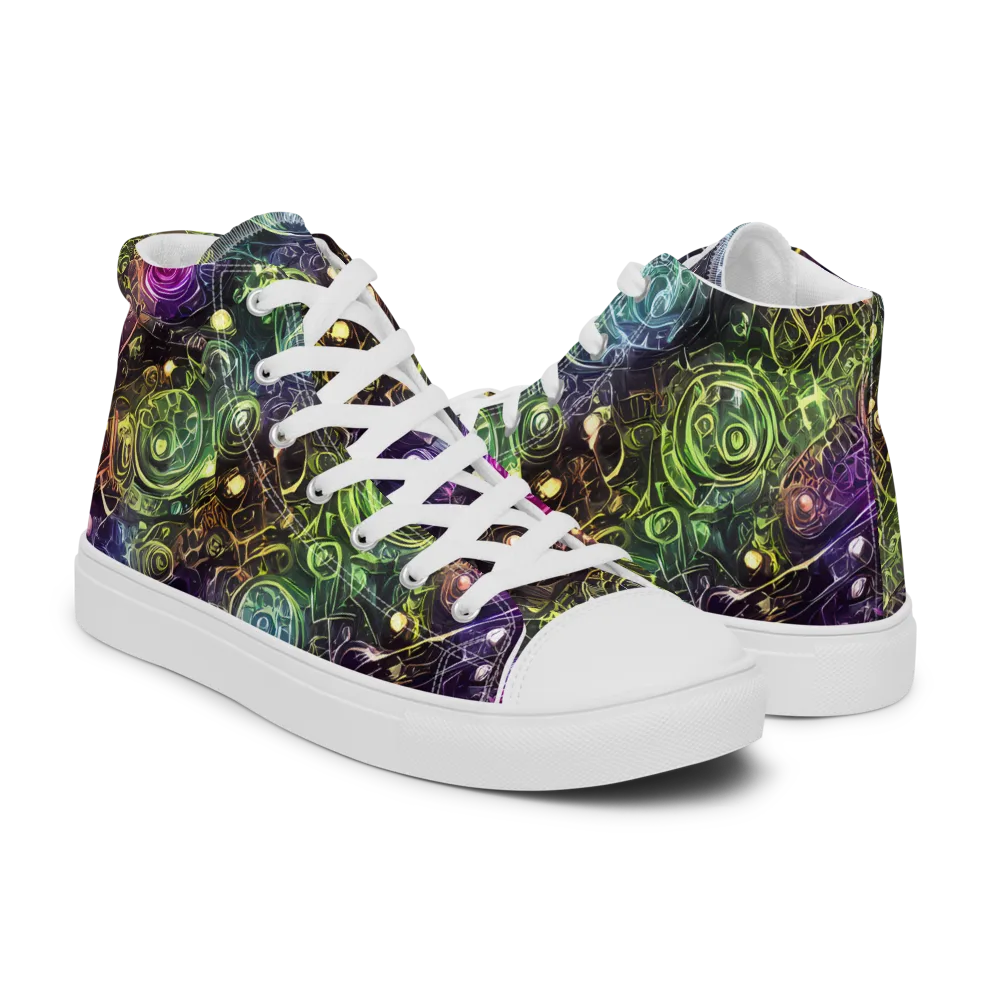 Neon Rosarium on Women's High Top Canvas Shoes — Right