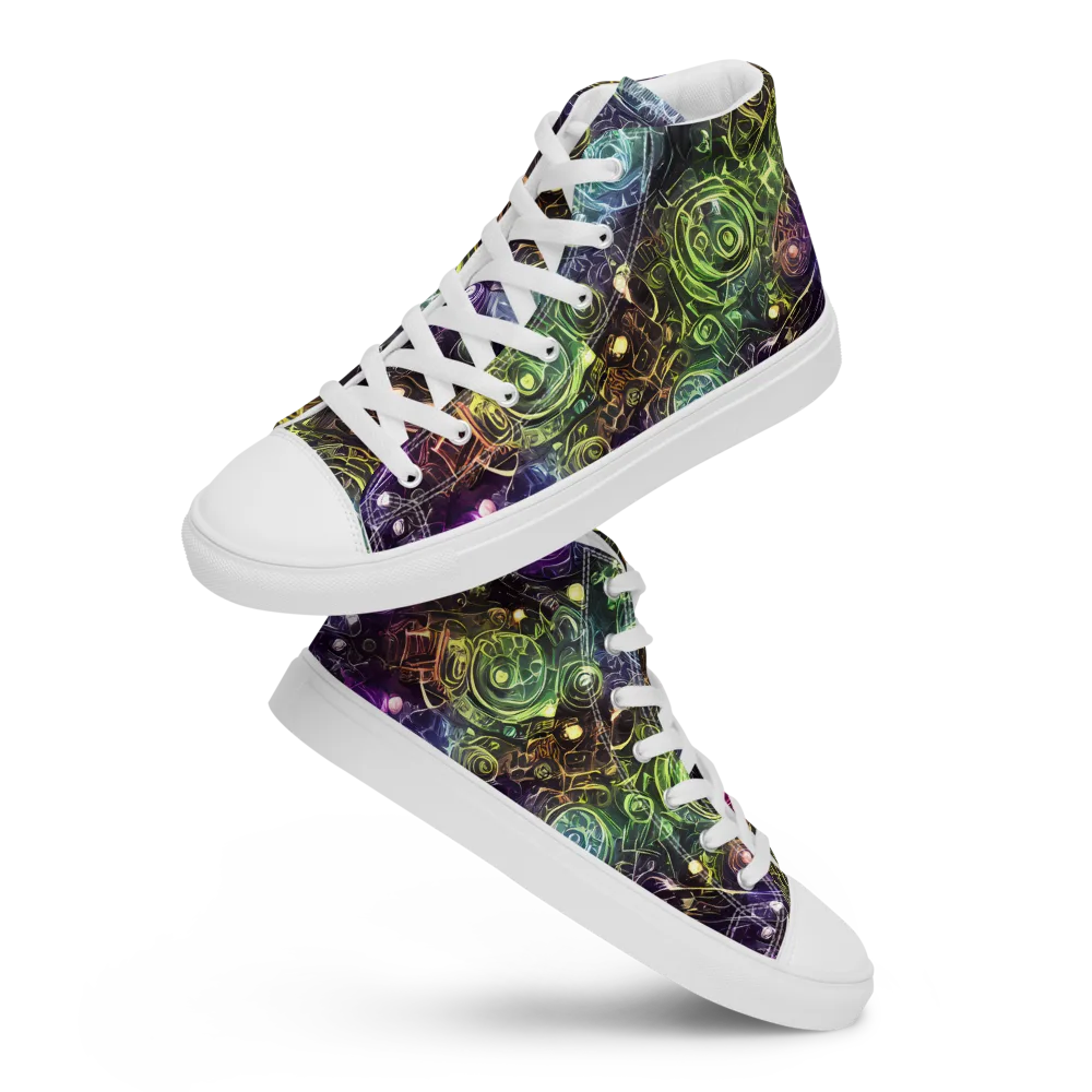 Neon Rosarium on Women's High Top Canvas Shoes — Front