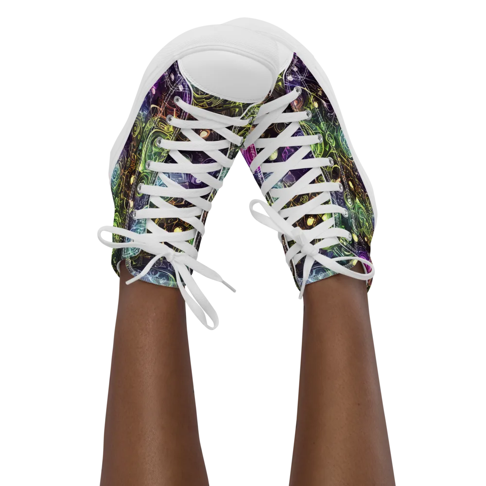 Neon Rosarium on Women's High Top Canvas Shoes — Front
