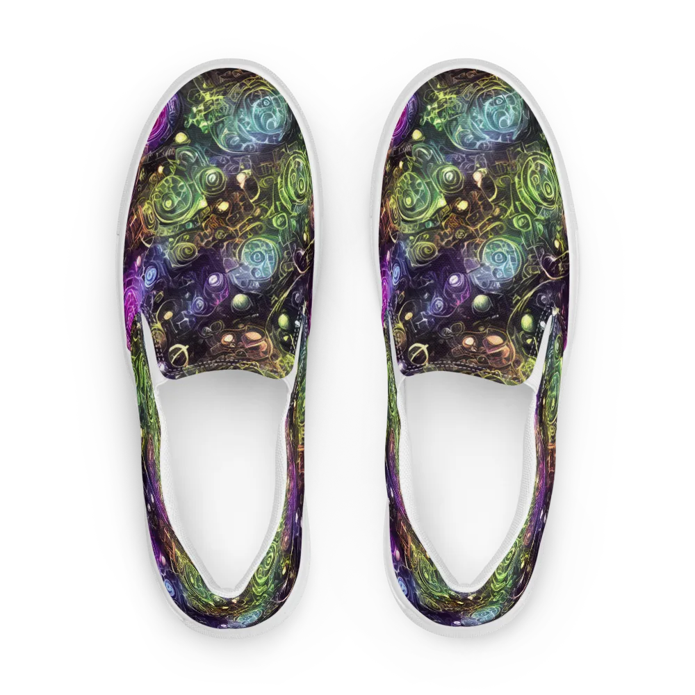 Neon Rosarium on Men's Slip-On Canvas Shoes — Front