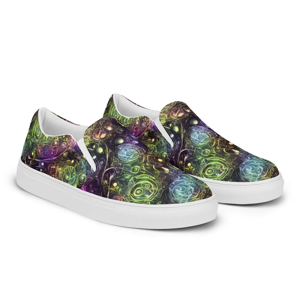 Neon Rosarium on Men's Slip-On Canvas Shoes — Right Front