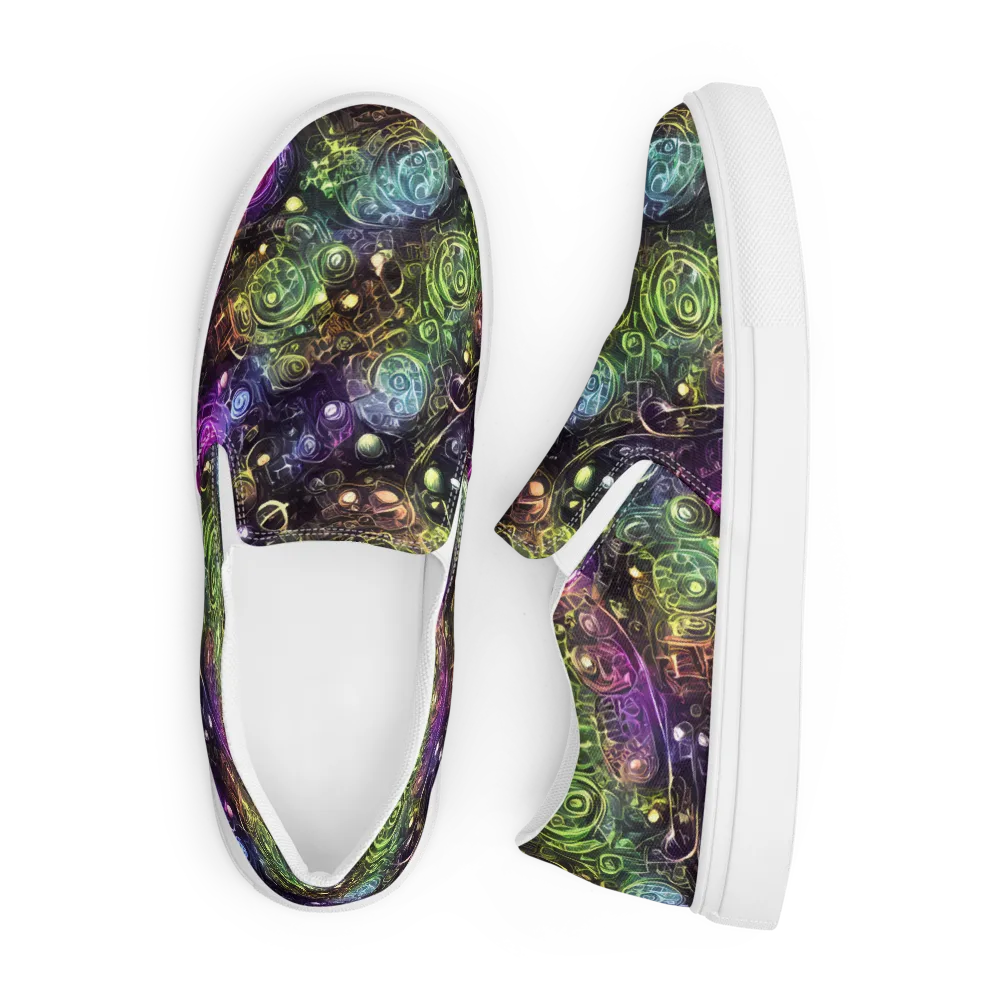 Neon Rosarium on Men's Slip-On Canvas Shoes — Front