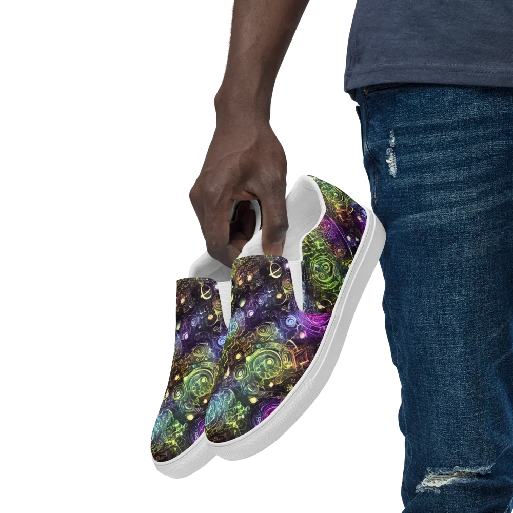Neon Rosarium on Men's Slip-On Canvas Shoes — Left Front