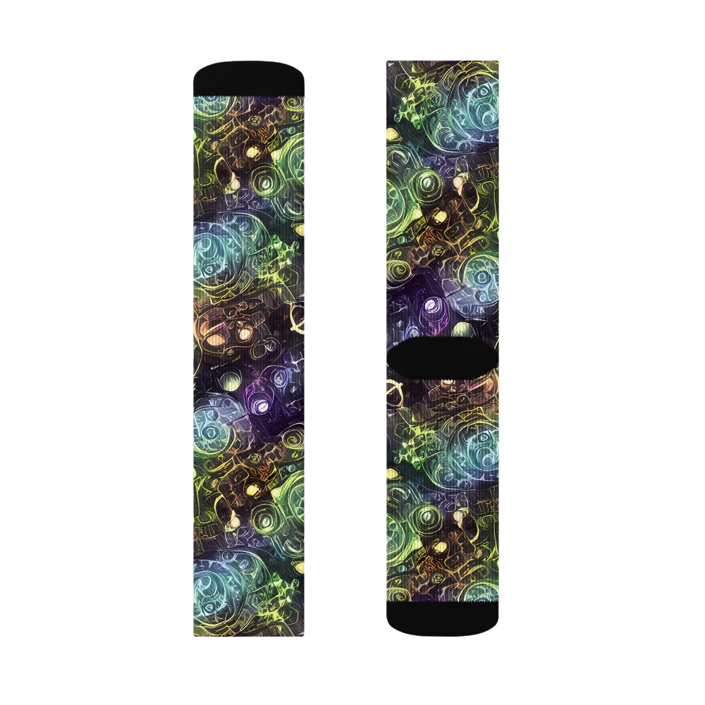 Neon Rosarium on Socks — Left Sock
