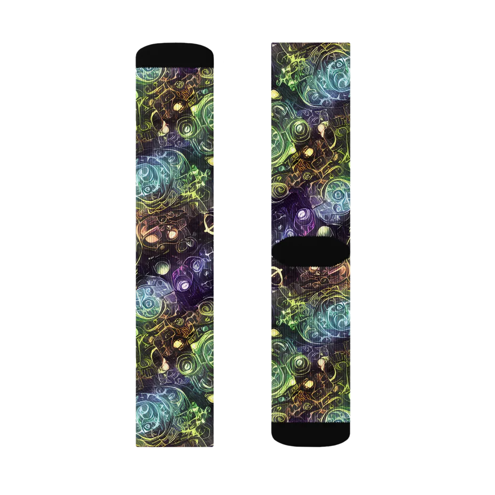Neon Rosarium on Socks — Right Sock