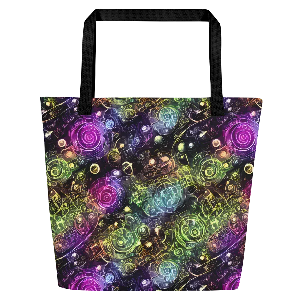 Neon Rosarium on Large Tote Bag W/ Pocket — Front