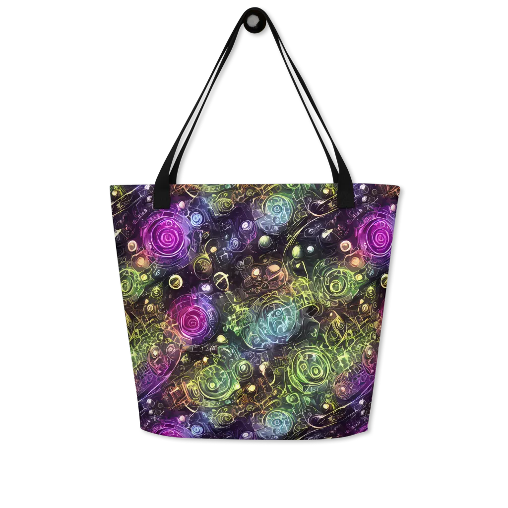 Neon Rosarium on Large Tote Bag W/ Pocket — Front