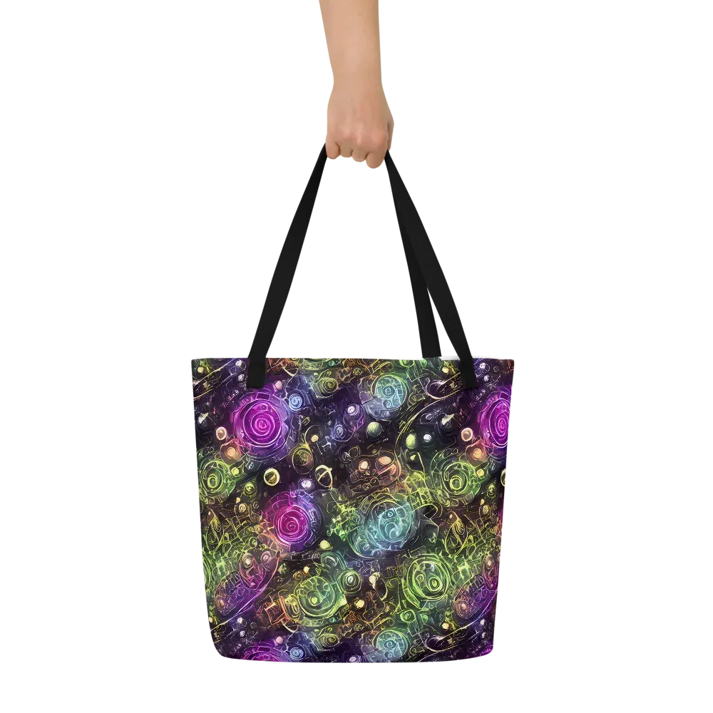 Neon Rosarium on Large Tote Bag W/ Pocket — Front