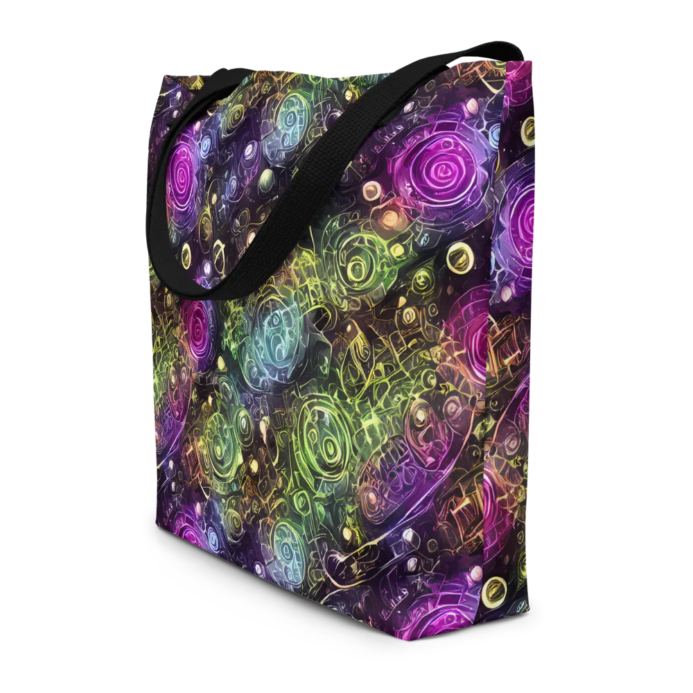 Neon Rosarium on Large Tote Bag W/ Pocket — Front