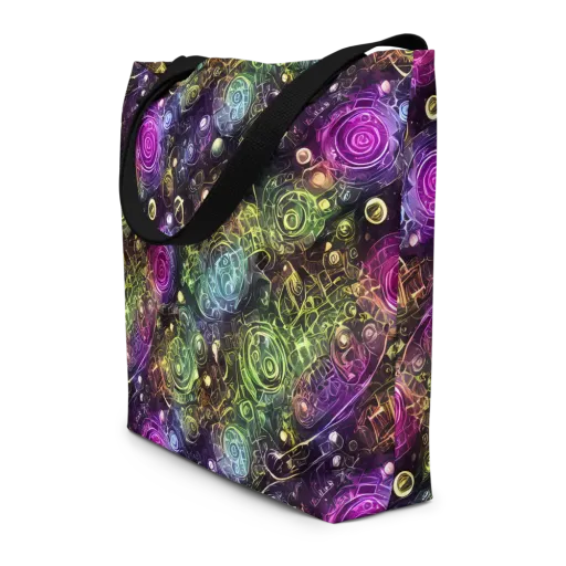 Neon Rosarium on a Large Tote Bag W/ Pocket