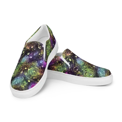 Neon Rosarium on a Women's Slip-On Canvas Shoes