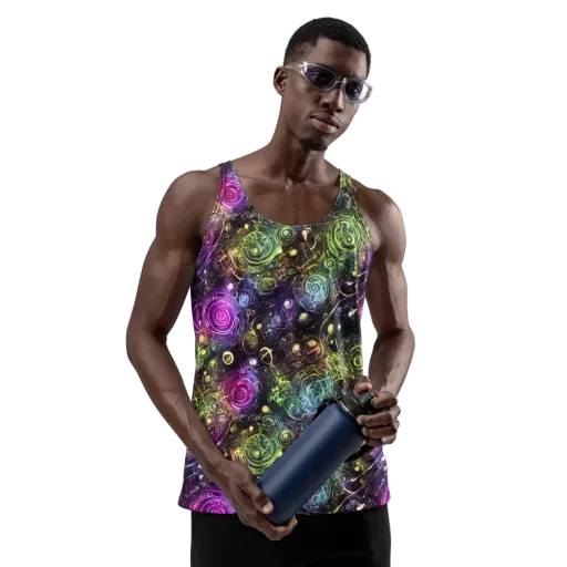 Neon Rosarium on a Men's Tank Top