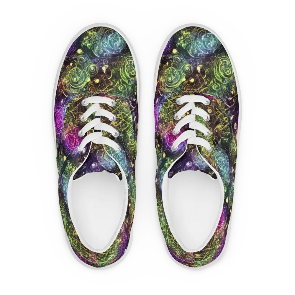 Neon Rosarium on Men's Lace-Up Canvas Shoes — Front