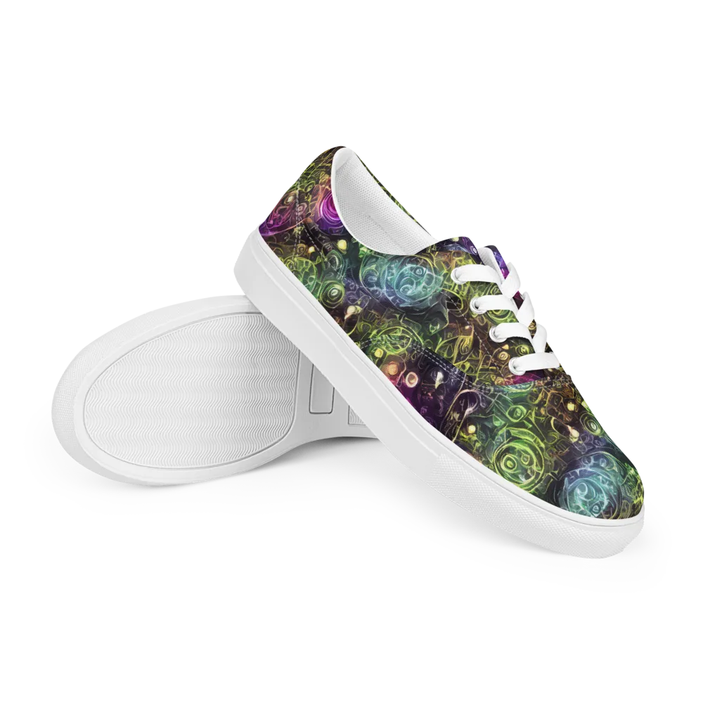 Neon Rosarium on Men's Lace-Up Canvas Shoes — Right Front