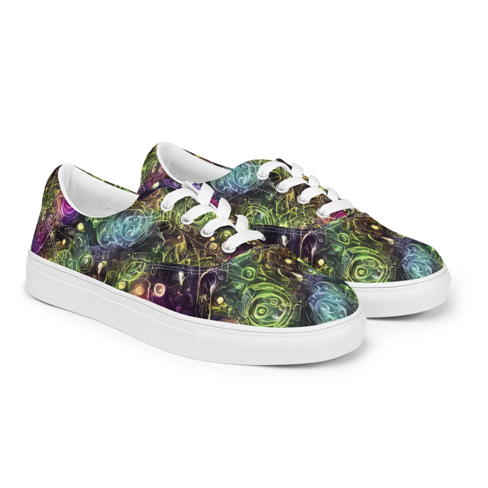 Neon Rosarium on Men's Lace-Up Canvas Shoes — Right Front