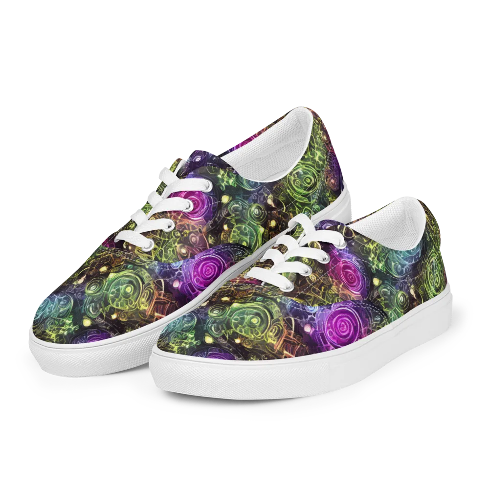 Neon Rosarium on Men's Lace-Up Canvas Shoes — Left Front