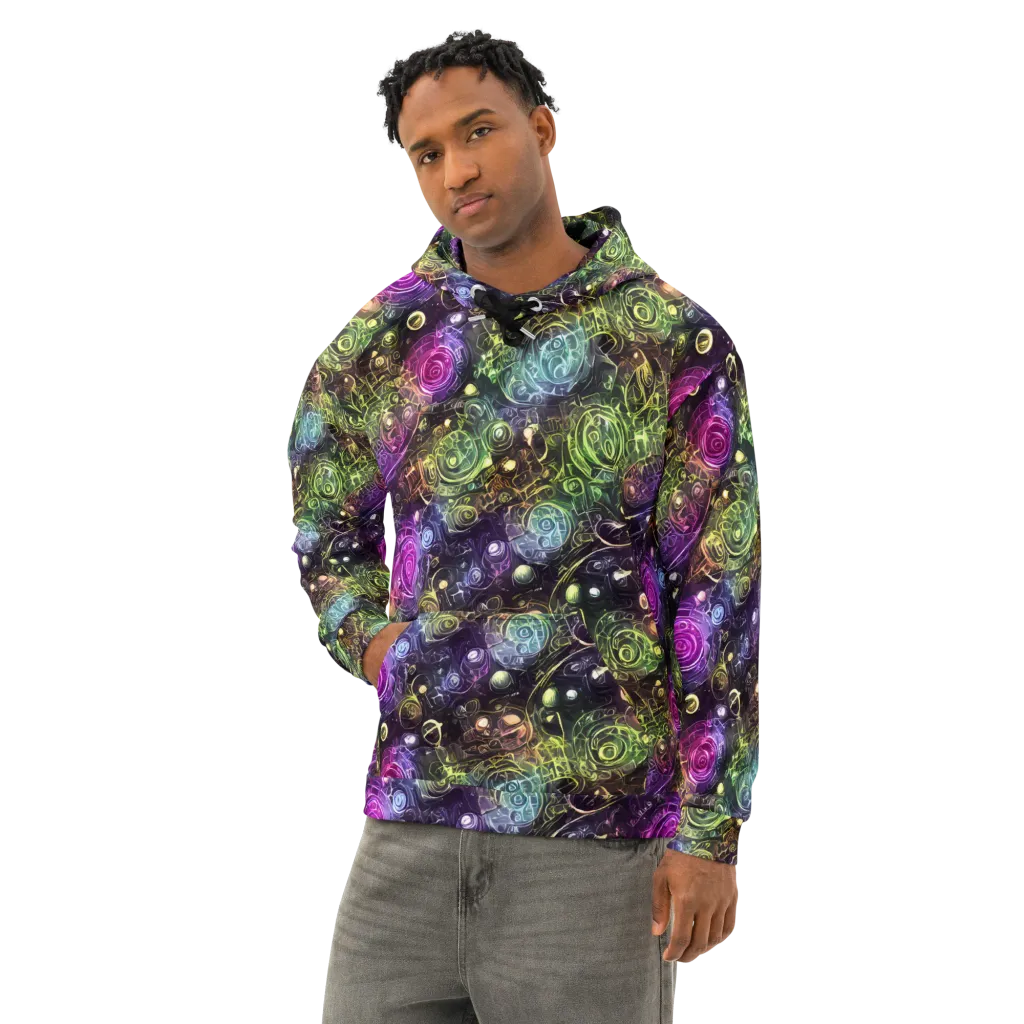 Neon Rosarium on Cotton Hoodie — Left Front