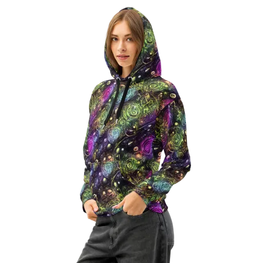 Neon Rosarium on a Cotton Hoodie