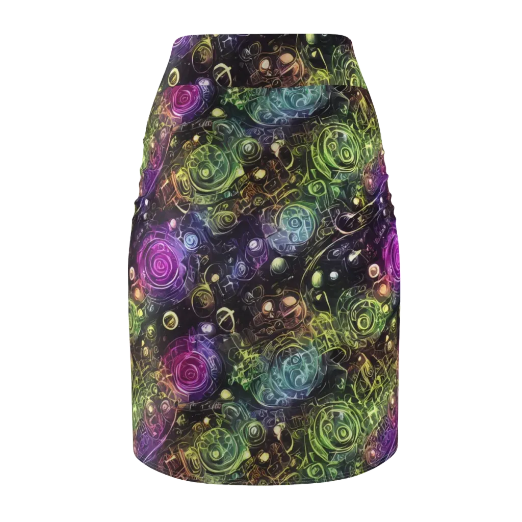 Neon Rosarium on Pencil Skirt — Back