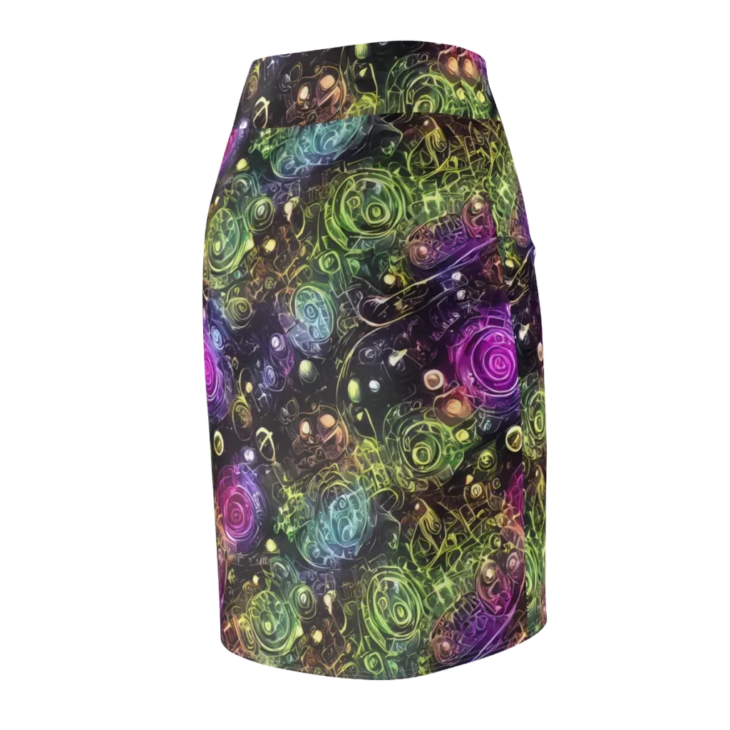 Neon Rosarium on Pencil Skirt — Back Side