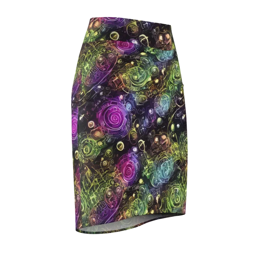 Neon Rosarium on Pencil Skirt — Front Side