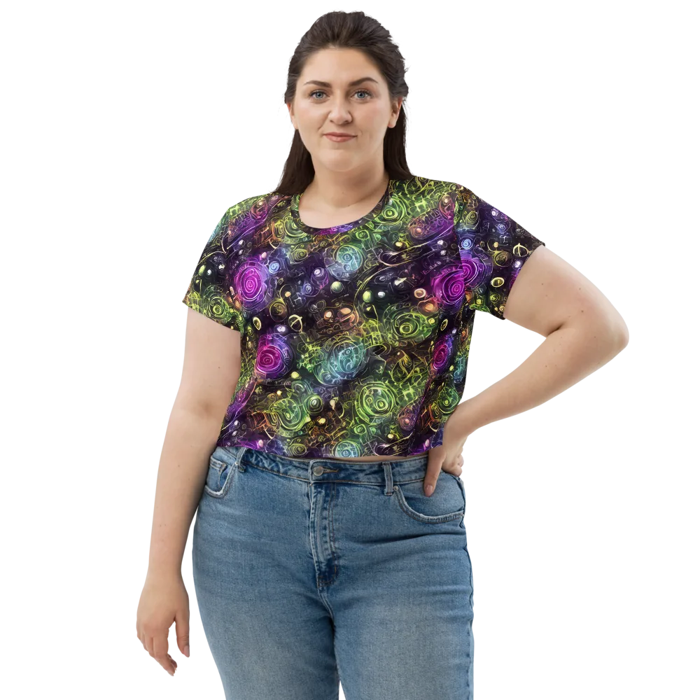 Neon Rosarium on Crop Tee — Front