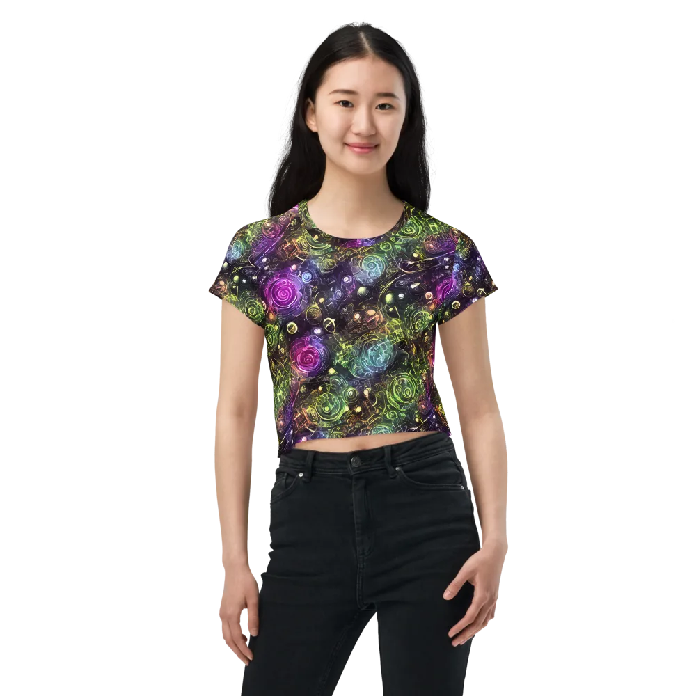 Neon Rosarium on Crop Tee — Front