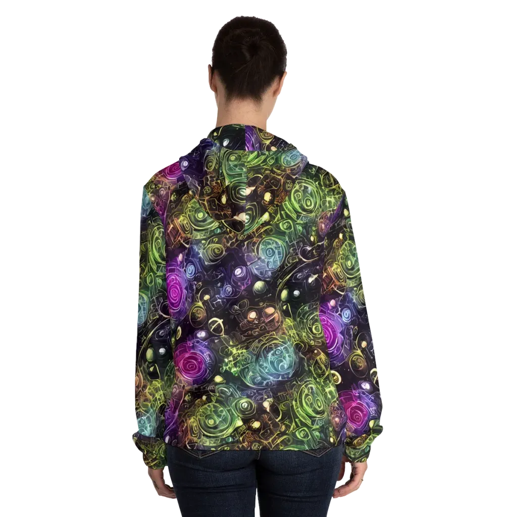 Neon Rosarium on Women's Full-Zip Hoodie — Back On Person