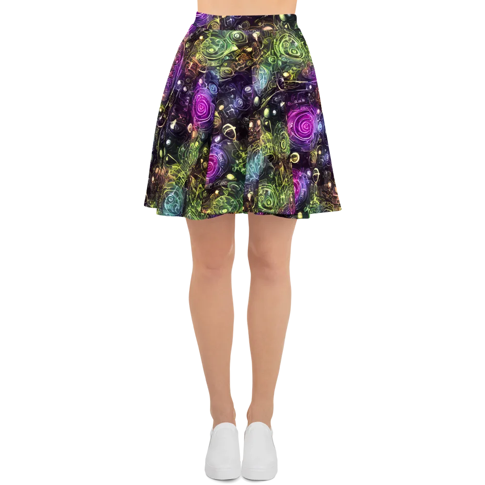 Neon Rosarium on Skater Skirt — Front