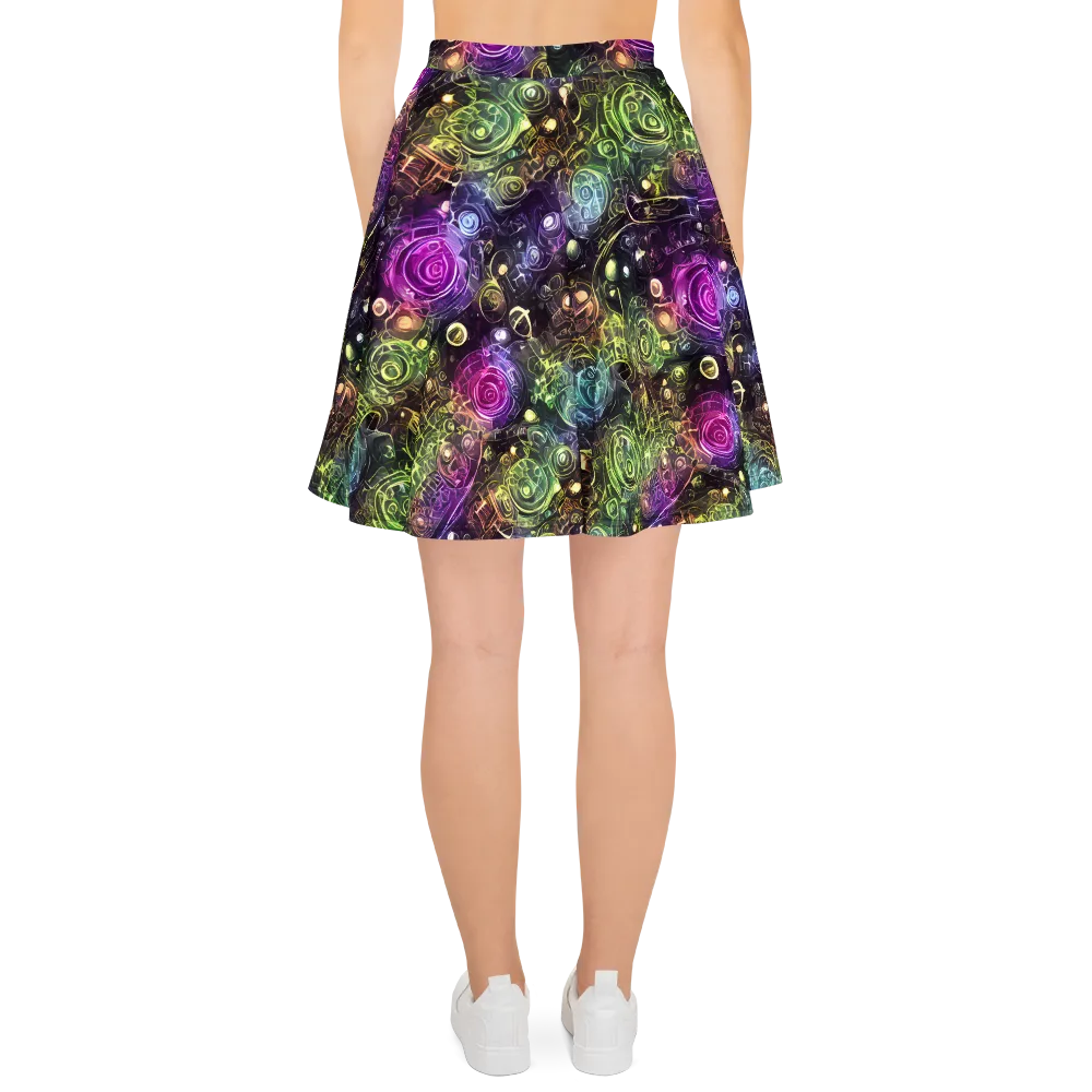 Neon Rosarium on Skater Skirt — Back