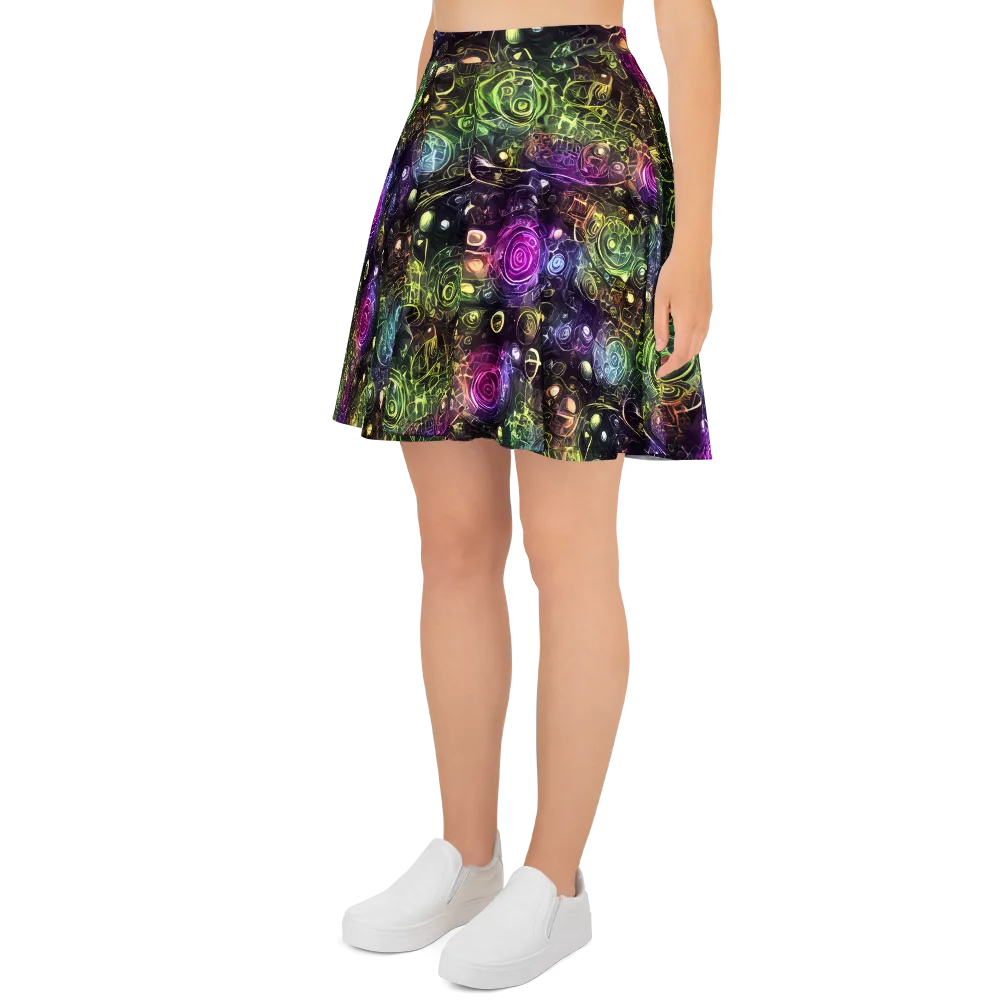 Neon Rosarium on Skater Skirt — Left