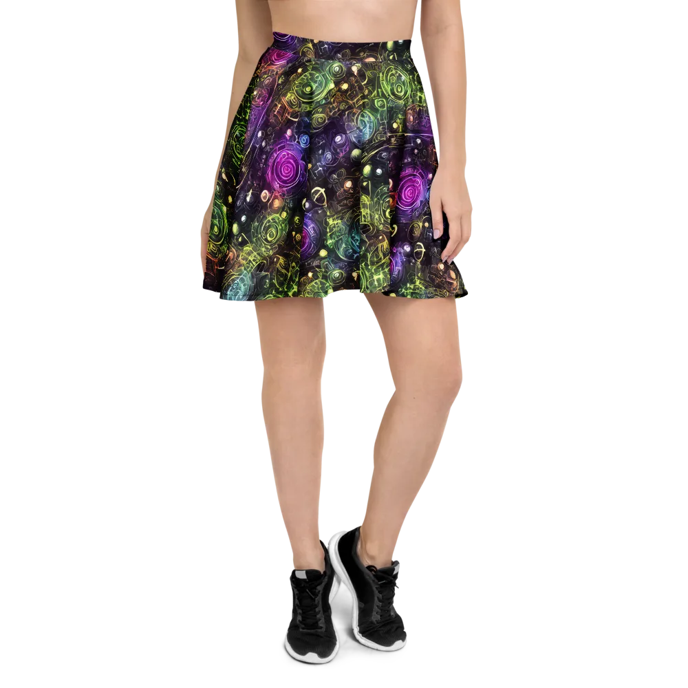 Neon Rosarium on Skater Skirt — Front