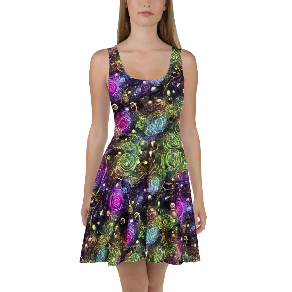 Neon Rosarium on Skater Dress — Front