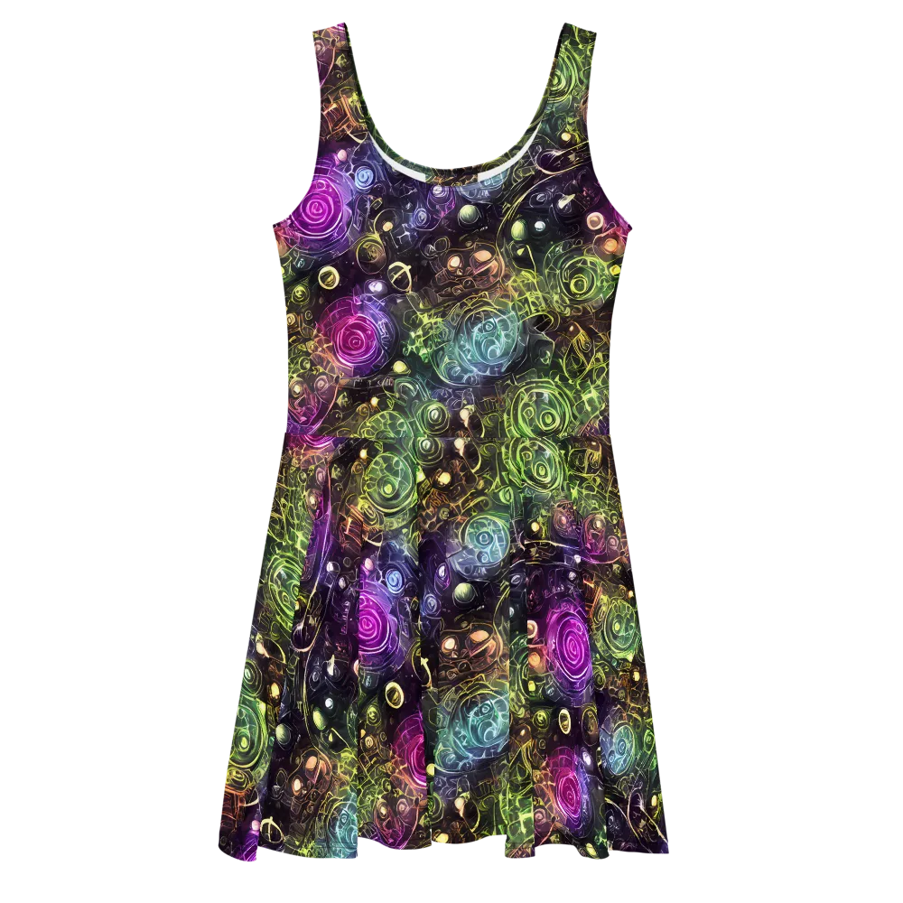 Neon Rosarium on Skater Dress — Front
