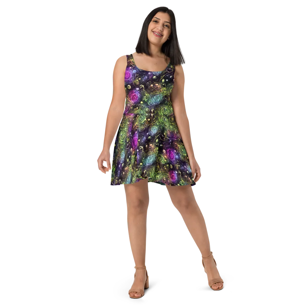 Neon Rosarium on Skater Dress — Front