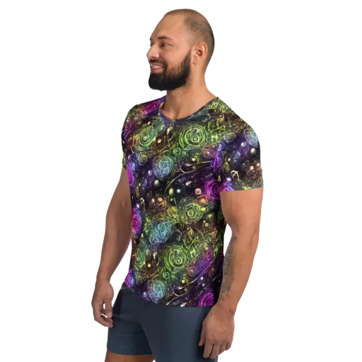 Neon Rosarium on a Men's Athletic T-Shirt