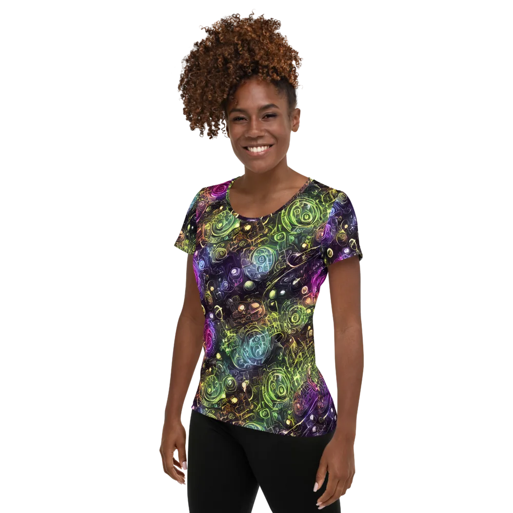 Neon Rosarium on Women's Athletic T-Shirt — Left