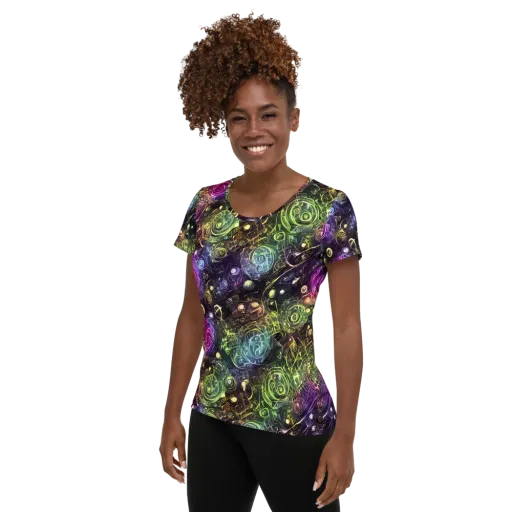 Neon Rosarium on a Women's Athletic T-Shirt