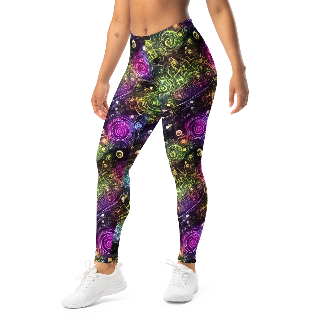Neon Rosarium on Leggings — Left Front