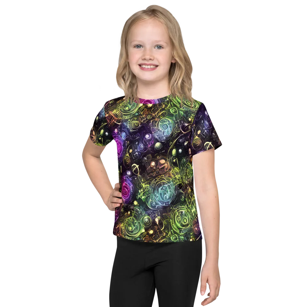 Neon Rosarium on Kids Crew Neck T-Shirt — Front